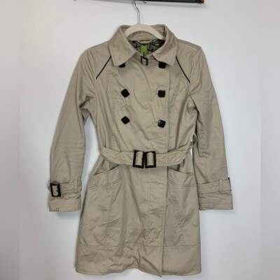 Soia & Kyo Women s 100% Cotton Trench Coat Belted Jacked Size Medium (FLAWED)