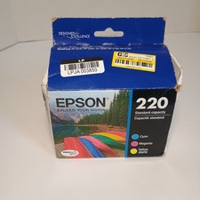 New Epson 220 Black Cyan Magenta Yellow Ink Cartridges T220120-BCS Date 07/2026