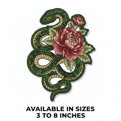 Snake Rose Gothic Embroidered Patch Iron On Jacket Vest Hat 3 8 Inch