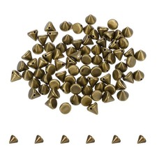 80pcs Punk Pointed Spike Cone Studs, 6x6mm Resin Rivets Cone Studs Aged Bronze