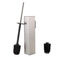 Toilet Brush and Holder Wall Mounted, Brushed Nickel Aluminum with 2 Replacea...