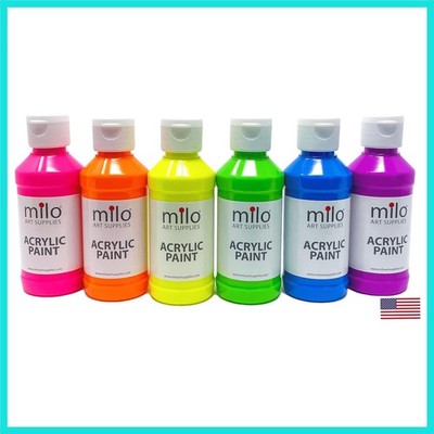 Fluorescent Acrylic Paint Set of 6 Colors | 4 oz Bottles | Student Neon Color...