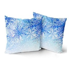 White Blue Snowflake Pillow Cover Set of 2 18" x 18" Pack of 2 Snowflake3