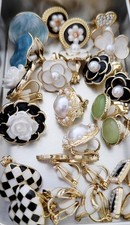 Womens Clip On Stud Earrings 12 Pairs Crystal Pearl Non Piercing Fashion Set NEW