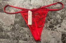 Victoria's Secret Dream Angels - M Shine Strap Red Lace V-String Panty - Medium