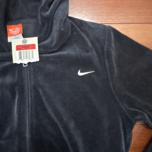 NIKE The Athletic Dept Size Small Hooded Full Zip Sweatshirt Black Velour New - Picture 4 of 9
