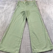 Pilcro Kit Pants Womens 31 Green High Rise Wide Leg Patch Pocket Utility Trouser