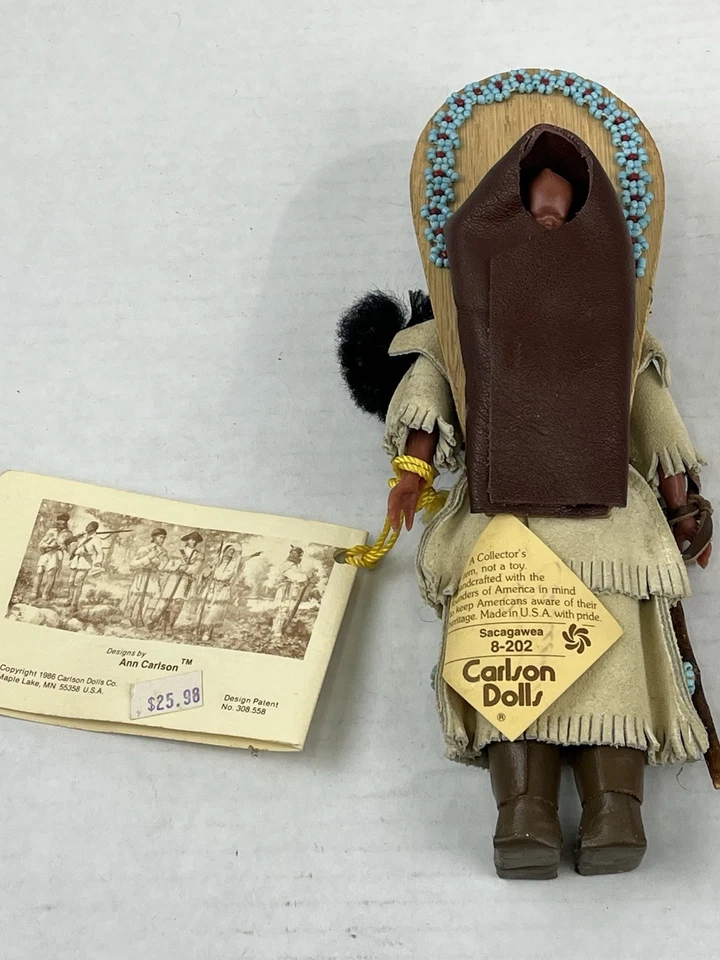 Vintage 9" Sacagawea 8-202 Carlson Dolls Native American Baby Papoose “ Q - Image 2 of 2