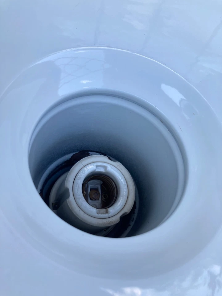 5 Wheeler Fullerton White Porcelain Industrial Shades with Cages. - Image 3 of 4