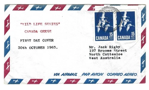 1963 Canada - Winnipeg, Man. 3 Ring ORB Cancel - 15c Geese Pair FDC to Australia
