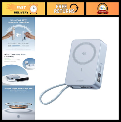 High-Capacity 20000mAh Magnetic Power Bank, Qi2 25W Wireless & 45W PD Fast Charg