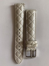 Michele 18mm Genuin Quilted White Leather Watch Strap MS18AA370156