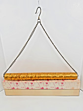 Vtg Sparkly Gold Stole Hanger Chain Brass Hook Garment Scarf Quilt Hanger w Box