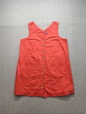 Old Navy Women Dress L Tangerine Orange Button Front Sleeveless Casual V Neck