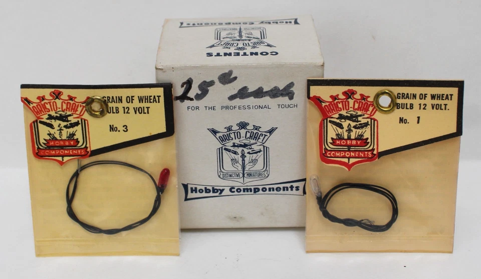 Vintage Aristo-Craft HO Grain of Wheat Bulbs clear, Red 8 Pkgs Japan 12V - Image 2 of 2