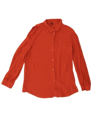 Stefanel Womens Long Sleeve Blouse Top EU 38 Medium Maroon Pinstripe VG10