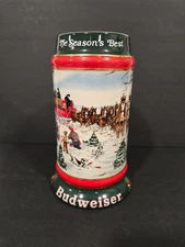 1991 Vintage Budweiser Beer Stein/Mug, Holiday, 24oz