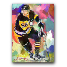 Kris Letang Art Card Limited 43/50 Edward Vela Signed (Pittsburgh Penguins)