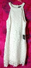NWT Lulus SZ S White Lace Fully Lined Cottage Core Garden Party Sleeveless Dress