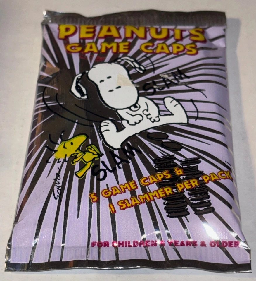 Peanuts/Snoopy Game/Milk Caps Pogs Sealed Pack 1994 5 per pack + 1 Slammer - Image 2 of 4