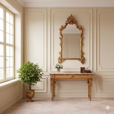 Specchiera Antica Legno Intagliato Dorato Italia XX Secolo Originale