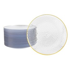 100Pcs Clear Gold Plastic Dinner Plates 10 Inch, Disposable Heavy Duty Dinner...