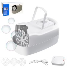 Bubble Machine, Automatic Bubble Blower with 2 Speeds 6 Wands, Produces 18000