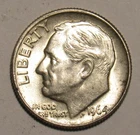 1964 D ROOSEVELT DIME, 90% Silver, uncirculated