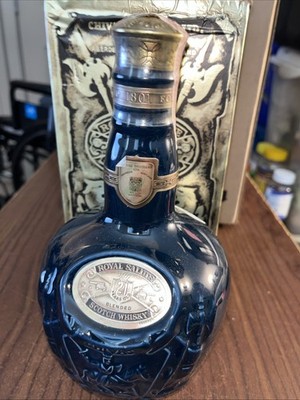 Chivas Royal Salute Blue SEALED and EMPTY Dummy Decanter W Open Box