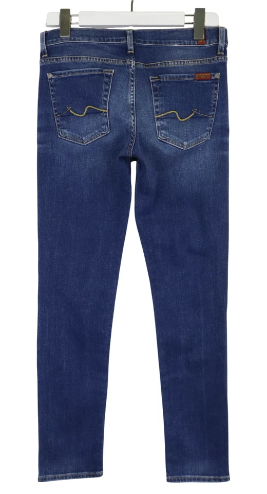 7 For All Mankind Gwenevere Mujeres Jeans W27 Fade Efecto Triquitos Cremallera - Imagen 2 de 4