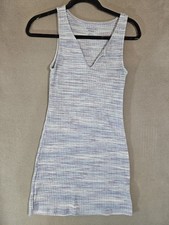 American Eagle Womens Medium Retro 90s Mini Fit Dress Rib Blue Stripe Sleeveless