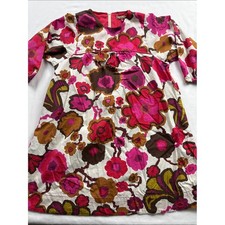 Pink Chicken Floral Dress Kids 8Y Multicolor Retro A-Line Boho Cotton