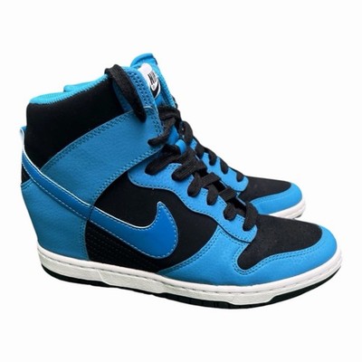 Nike Dunk Sky Hi Essential Wedge Black Blue 644877-009 Womens Size 7.5