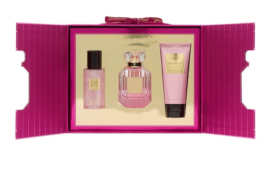 Victoria's Secret Bombshell Perfume 3 Piezas Set de Regalo Paquete de Vacaciones Nuevo  Foto 2 de 3