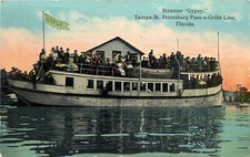 Postcard 1913 Florida Steamer Gypsy Tampa St. Petersburg FL24-1792
