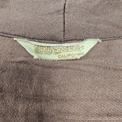 Bata Hollywood Vintage Marrón Manga Larga Salón Cinturón Bata - Imagen 10 de 10