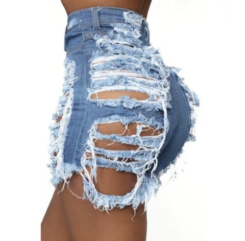 Womens Summer High Waist Shorts Jeans Denim Ripped Destroyed Casual Hot Pants/ M