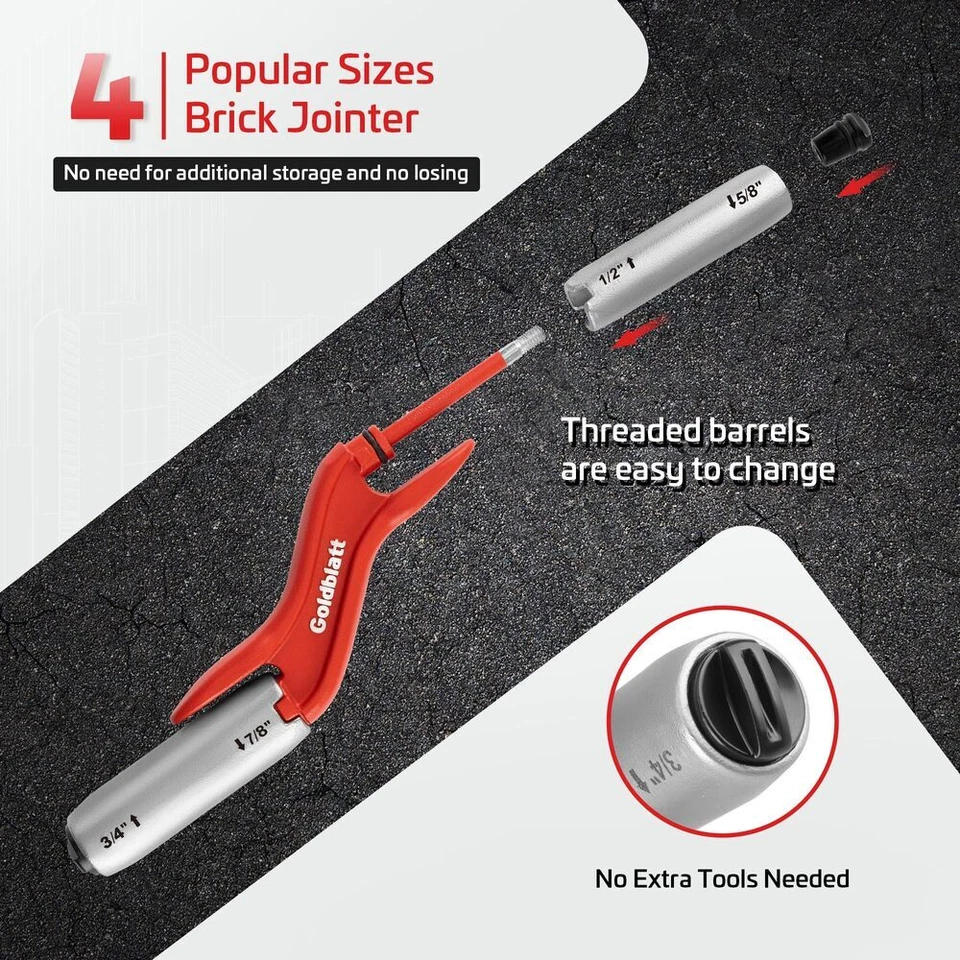 Herramienta de ensambladora de ladrillos de albañilería Goldblatt RED ensambladora de barril de 4 tamaños 1/2" 5/" 3/4" 7/8" Foto 4 de 4