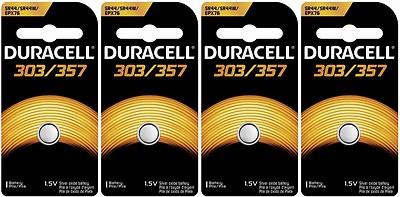 4 Pcs 303 357 Duracell Watch Silver Ox Batteries SR44W LR44