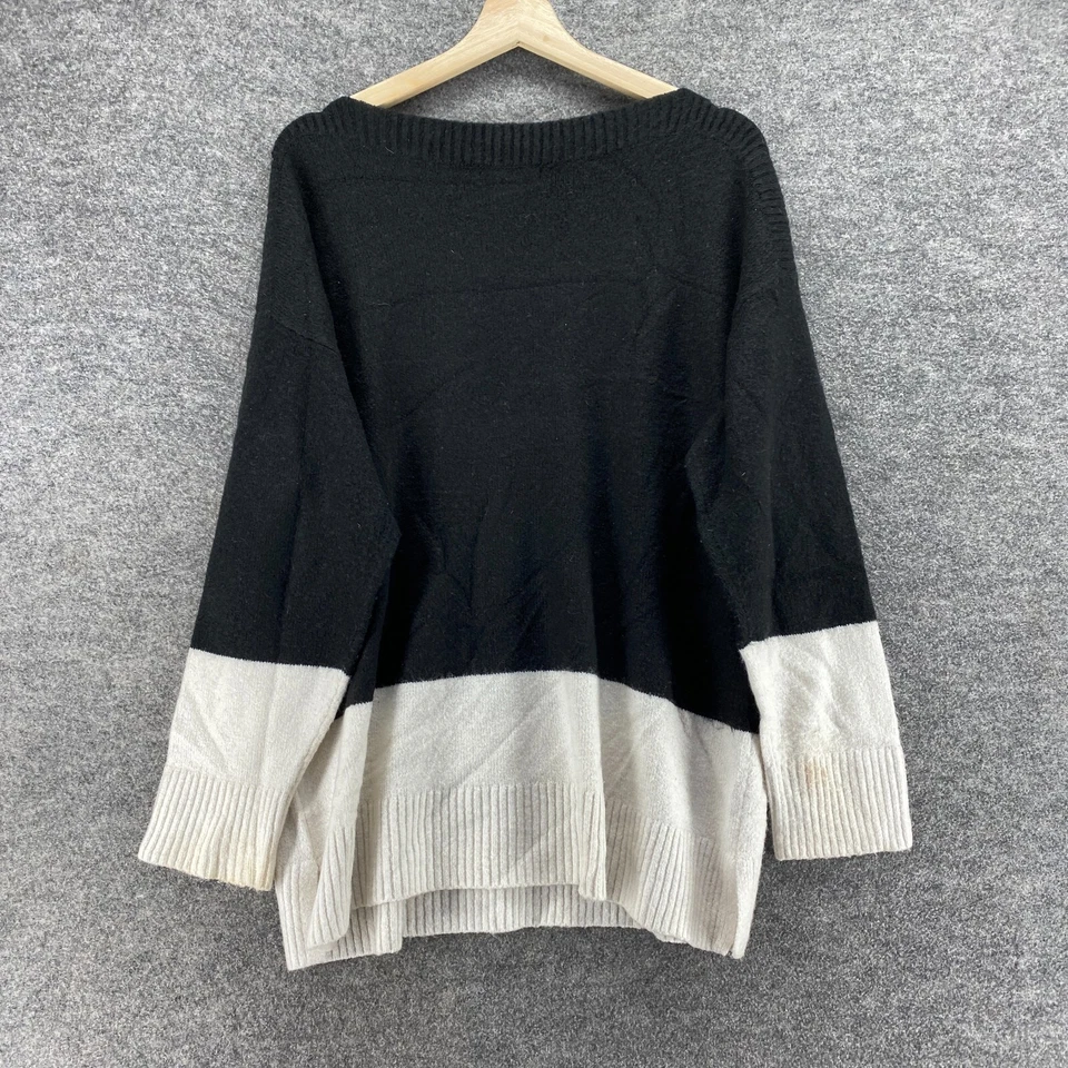 Suéter Pullover DKNY Mujer L Grande Negro Tejido Manga Larga Cuello Redondo Informal Foto 2 de 4