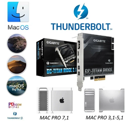 Gigabyte Titan Ridge PCIe Thunderbolt 3 USB-C para Mac Pro 5.1 Flashed Cold Boot