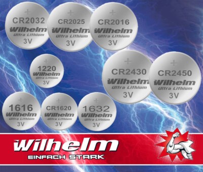 Wilhelm Knopfzelle CR2016 CR2025 CR2032 CR2430 CR2450 CR1620 CR1616 CR1632 1220
