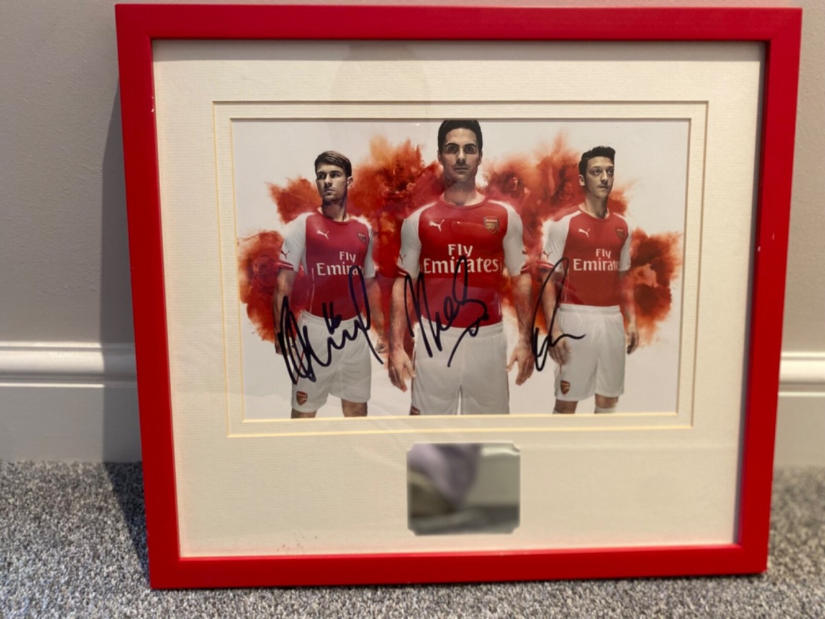 Arteta Ramsey Ozil Signed Arsenal Picture Framed UK