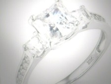 SOLID 14K WHITE GOLD PRINCESS LCS DIAMOND ENGAGEMENT WEDDING RING  VVS1 SZ 5