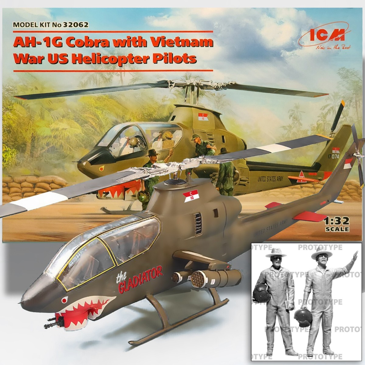 ICM 32062 1/32 AH-1G COBRA WITH VIETNAM WAR US HELICOPTER ICM 32062 1/32 AH-1G COBRA WITH VIETNAM WAR US HELICOPTER