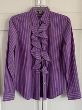 Chaps Women’s Purple Striped Dress Cotton Shirt Size S