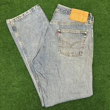 Vintage Levis 501 Faded Stone Washed Out Button Fly Blue Jeans Made In USA 36x30