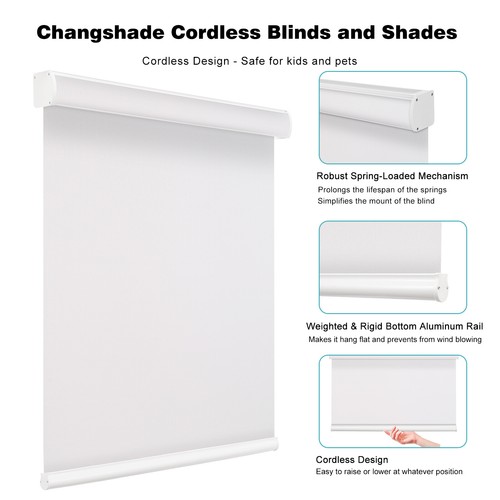 Changshade Cordless Blind Waterproof Window Blinds 100% Blackout Roller Shades - Picture 11 of 33
