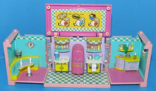 Vtg Polly Pocket 1999 "Deluxe Mansion Dream Builders" Diner Playset Bluebird