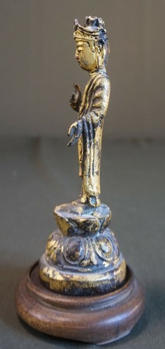 Very Rare Korean Joseon Dynasty Real Gold Filled Gilt Bronze Buddha Statue - Picture 3 of 12
